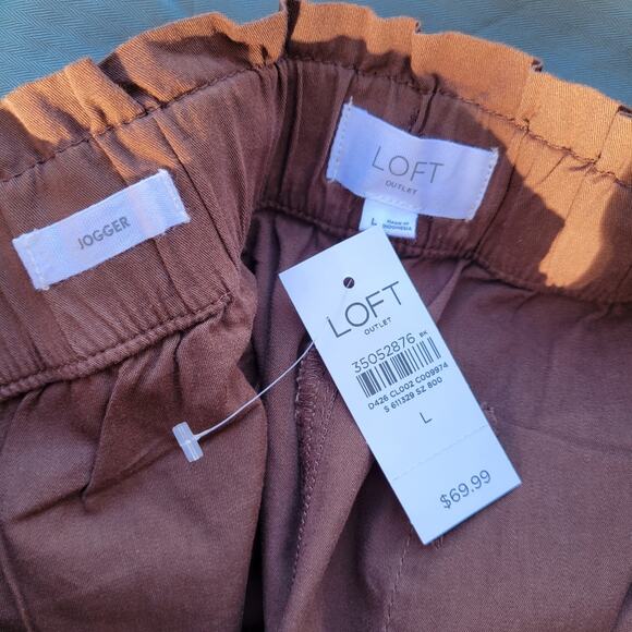 Loft Outlet Chocolate Brown Drawstring Pull on Pants - Picture 4 of 6
